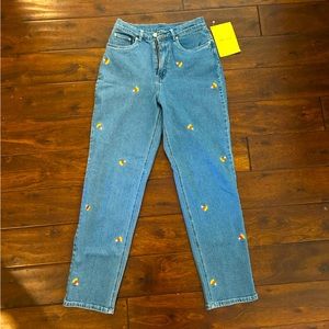 Jeans with embroidered candy corn - Halloween